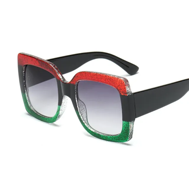 Womens Oversized Square Three Color Sunglasses