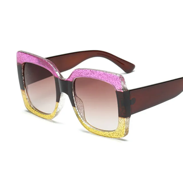 Womens Oversized Square Three Color Sunglasses
