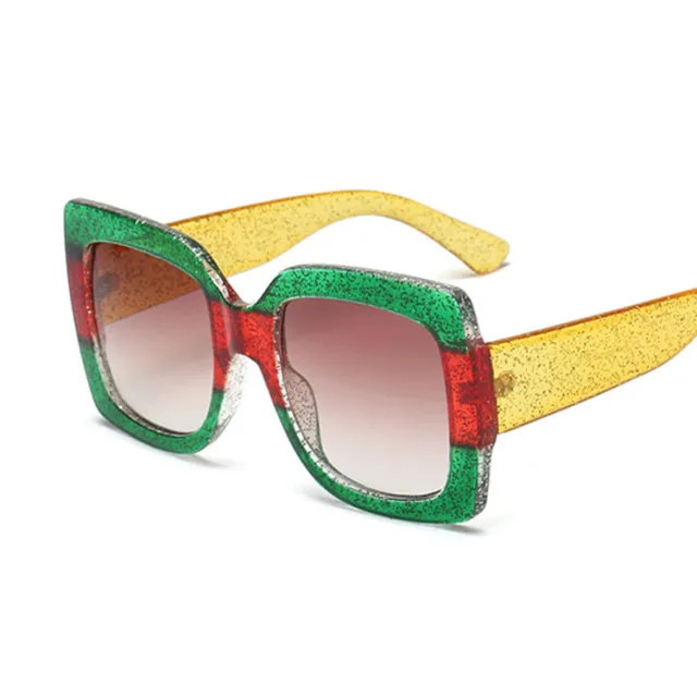 Womens Oversized Square Three Color Sunglasses