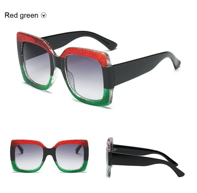 Womens Oversized Square Three Color Sunglasses