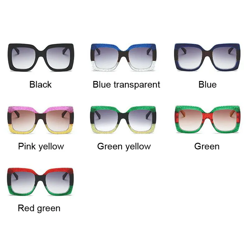Womens Oversized Square Three Color Sunglasses