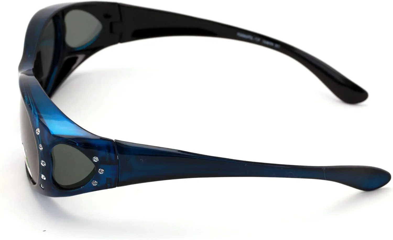 Womens Polarized Fit Over Glasses Sunglasses Rhinestone Rectangular Frame Temple Heart 60mm