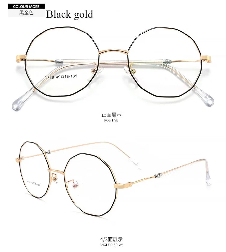 Women's Polygon Round Alloy Full Rim Frame Eyeglasses Scd838