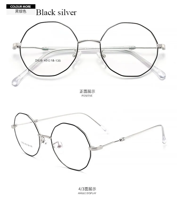 Women's Polygon Round Alloy Full Rim Frame Eyeglasses Scd838