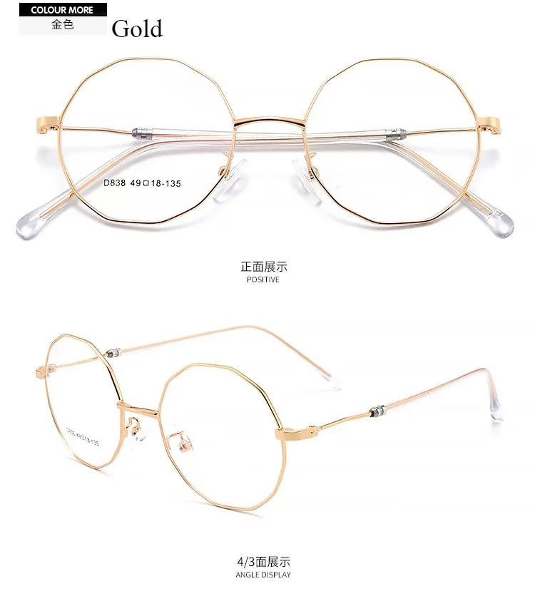 Women's Polygon Round Alloy Full Rim Frame Eyeglasses Scd838