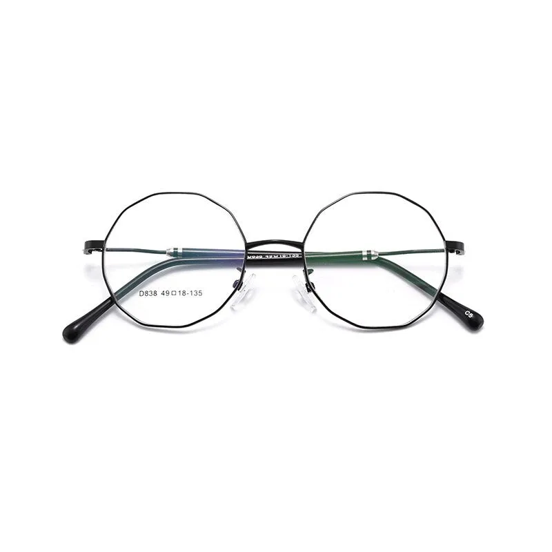 Women's Polygon Round Alloy Full Rim Frame Eyeglasses Scd838
