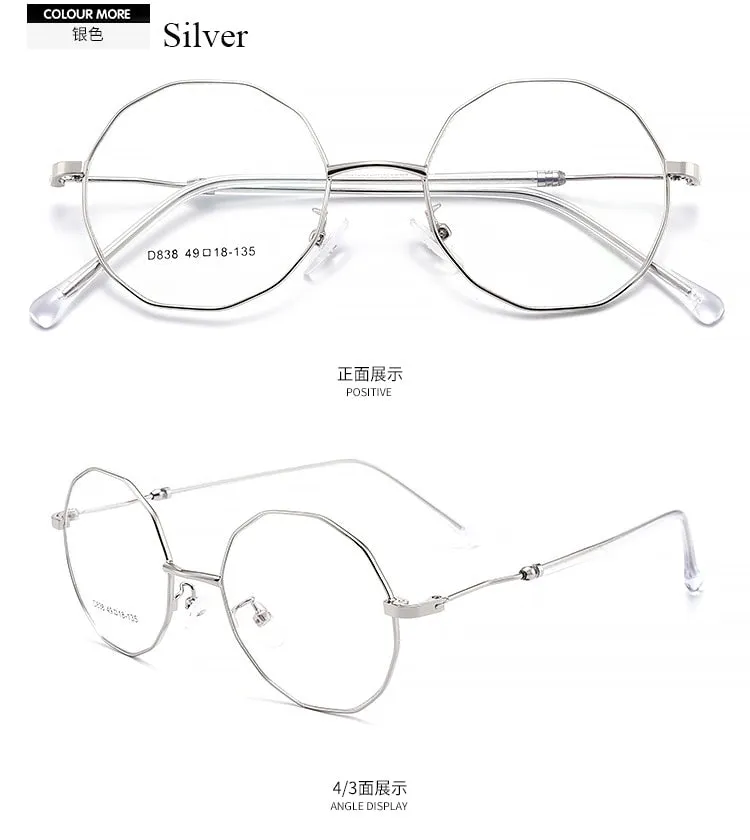 Women's Polygon Round Alloy Full Rim Frame Eyeglasses Scd838