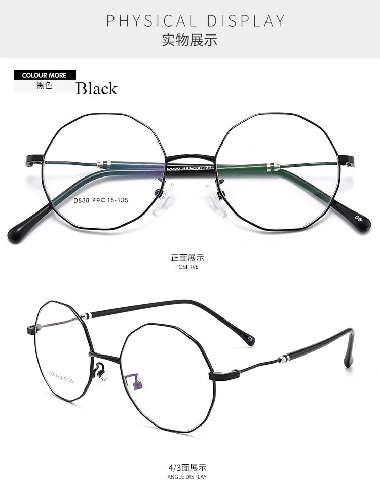 Women's Polygon Round Alloy Full Rim Frame Eyeglasses Scd838