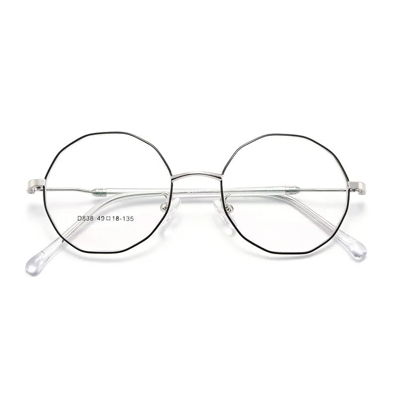 Women's Polygon Round Alloy Full Rim Frame Eyeglasses Scd838