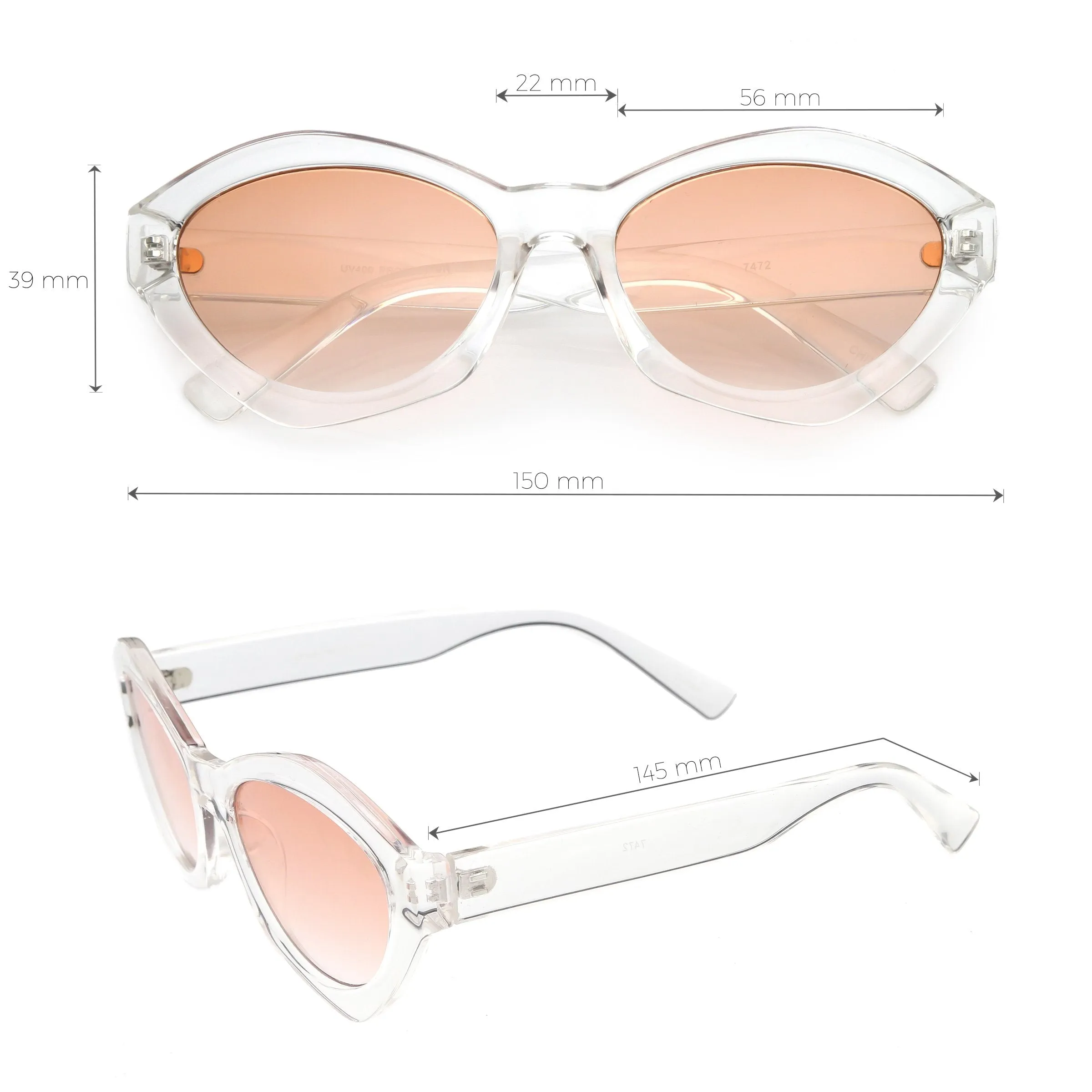 Women's Retro Modern Oval Flat Lens Sunglasses C603