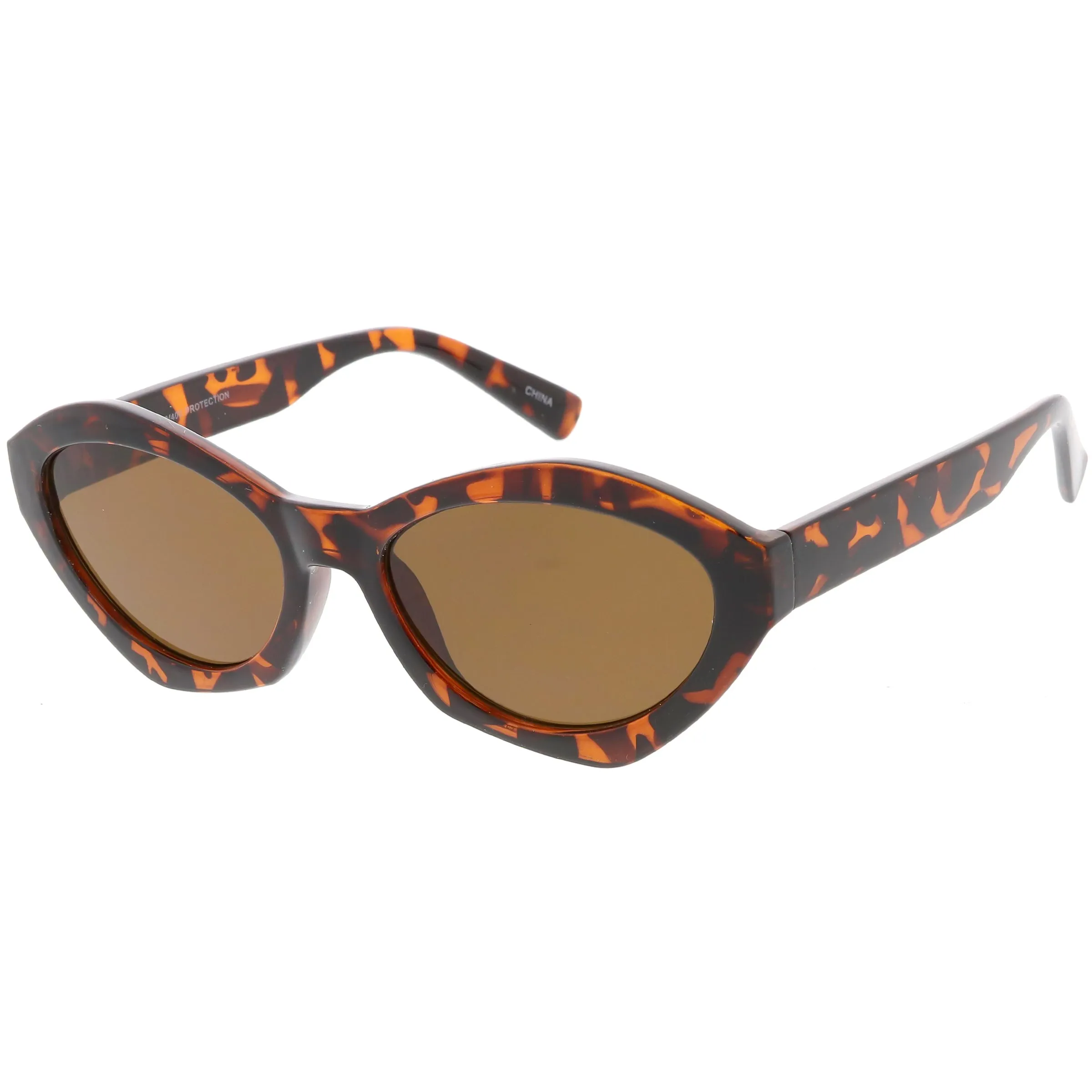 Women's Retro Modern Oval Flat Lens Sunglasses C603