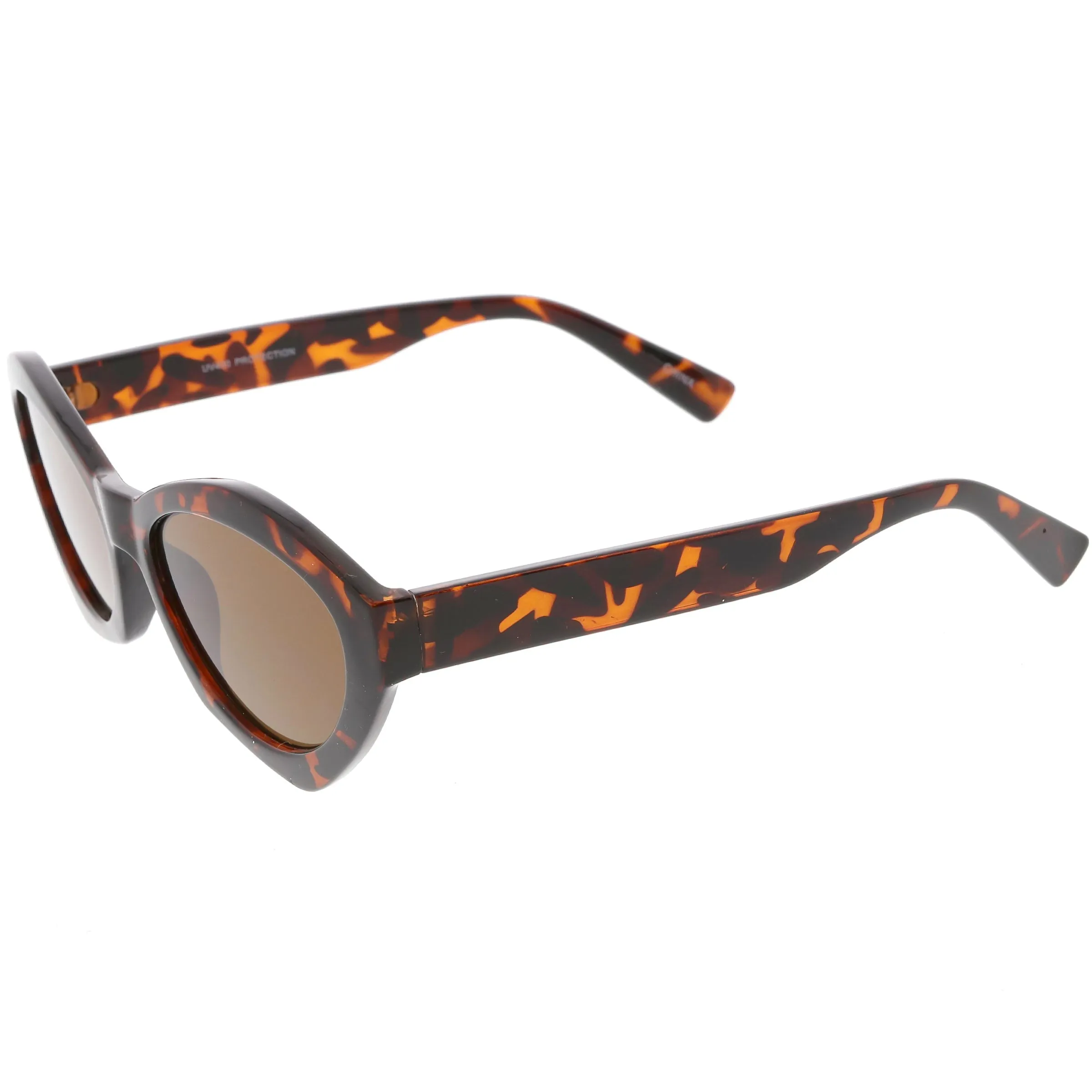 Women's Retro Modern Oval Flat Lens Sunglasses C603