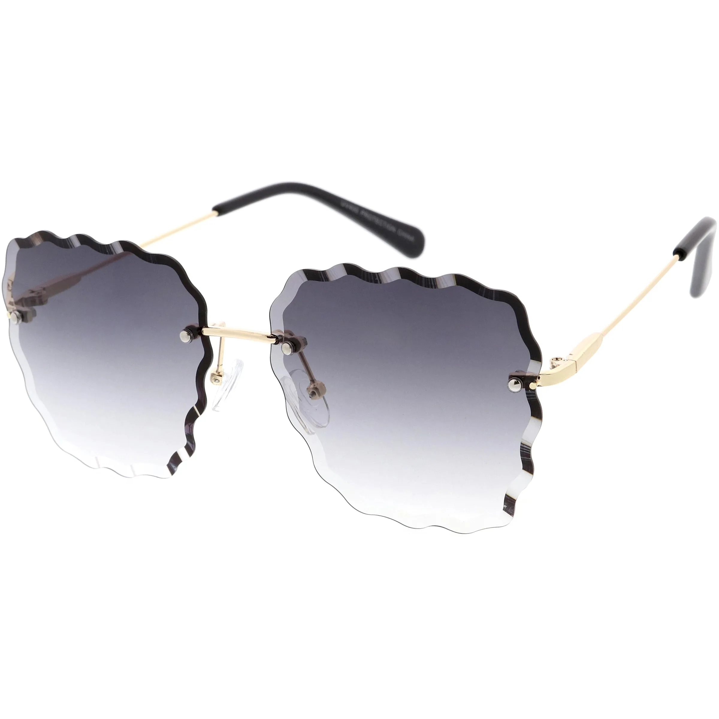 Women's Scalloped Gem Square Gradient Lens Sunglasses C989