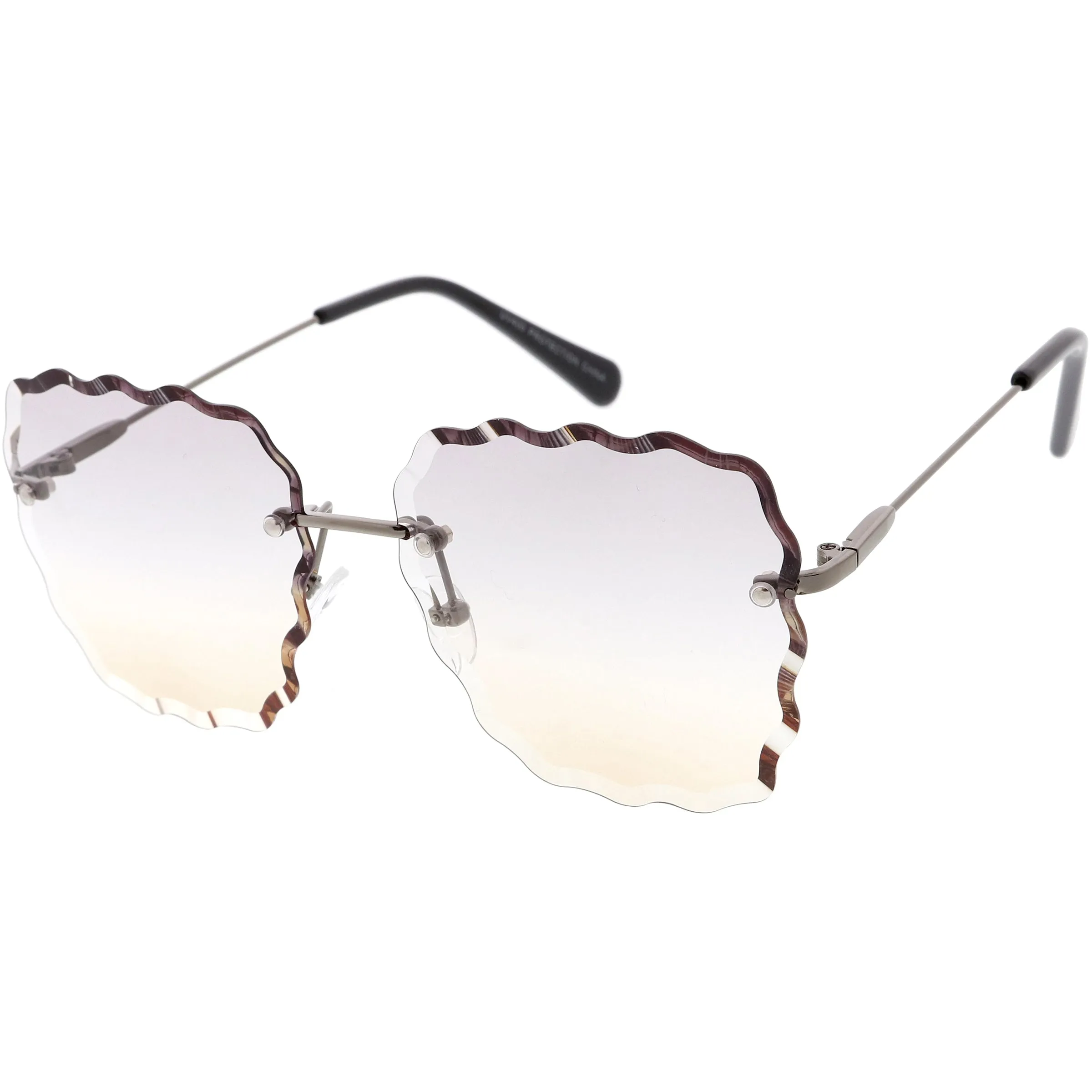 Women's Scalloped Gem Square Gradient Lens Sunglasses C989