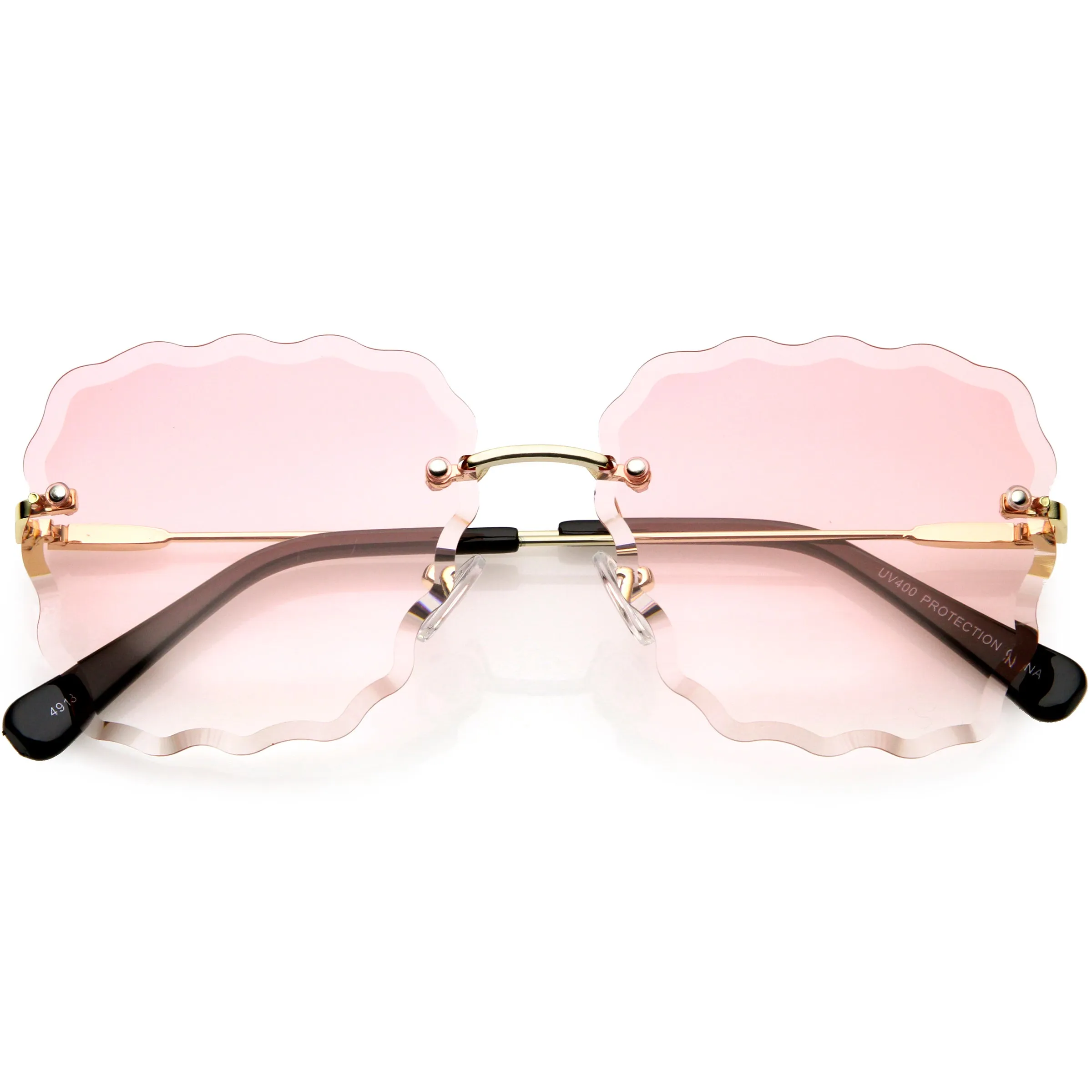 Women's Scalloped Gem Square Gradient Lens Sunglasses C989