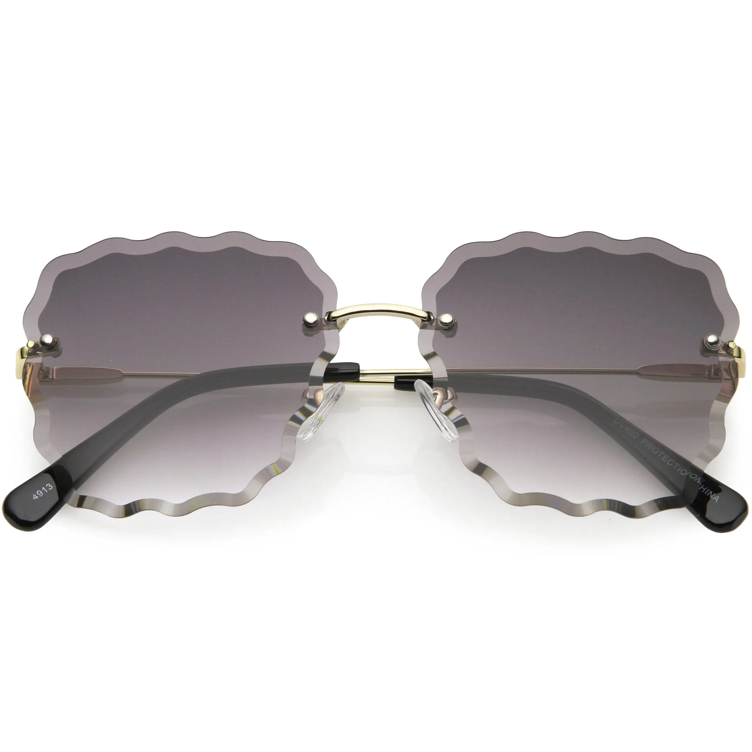 Women's Scalloped Gem Square Gradient Lens Sunglasses C989