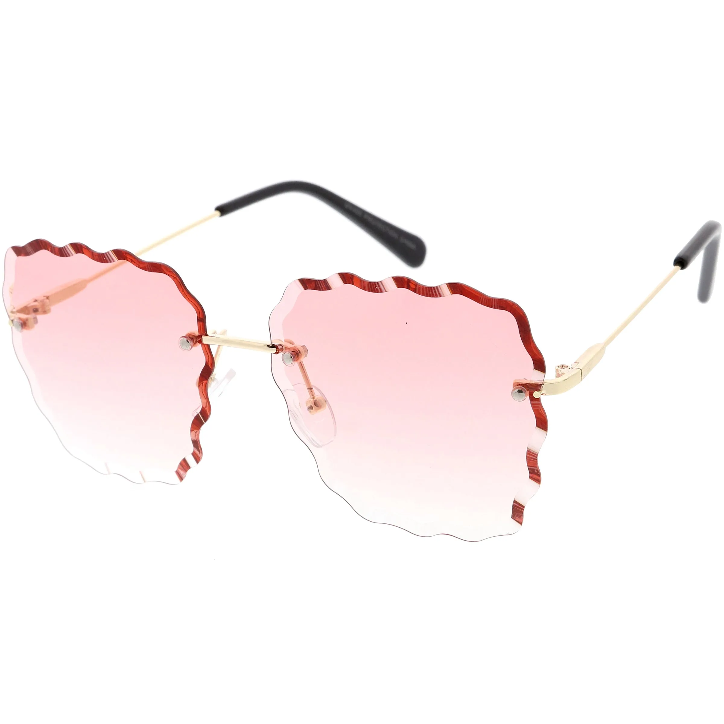 Women's Scalloped Gem Square Gradient Lens Sunglasses C989