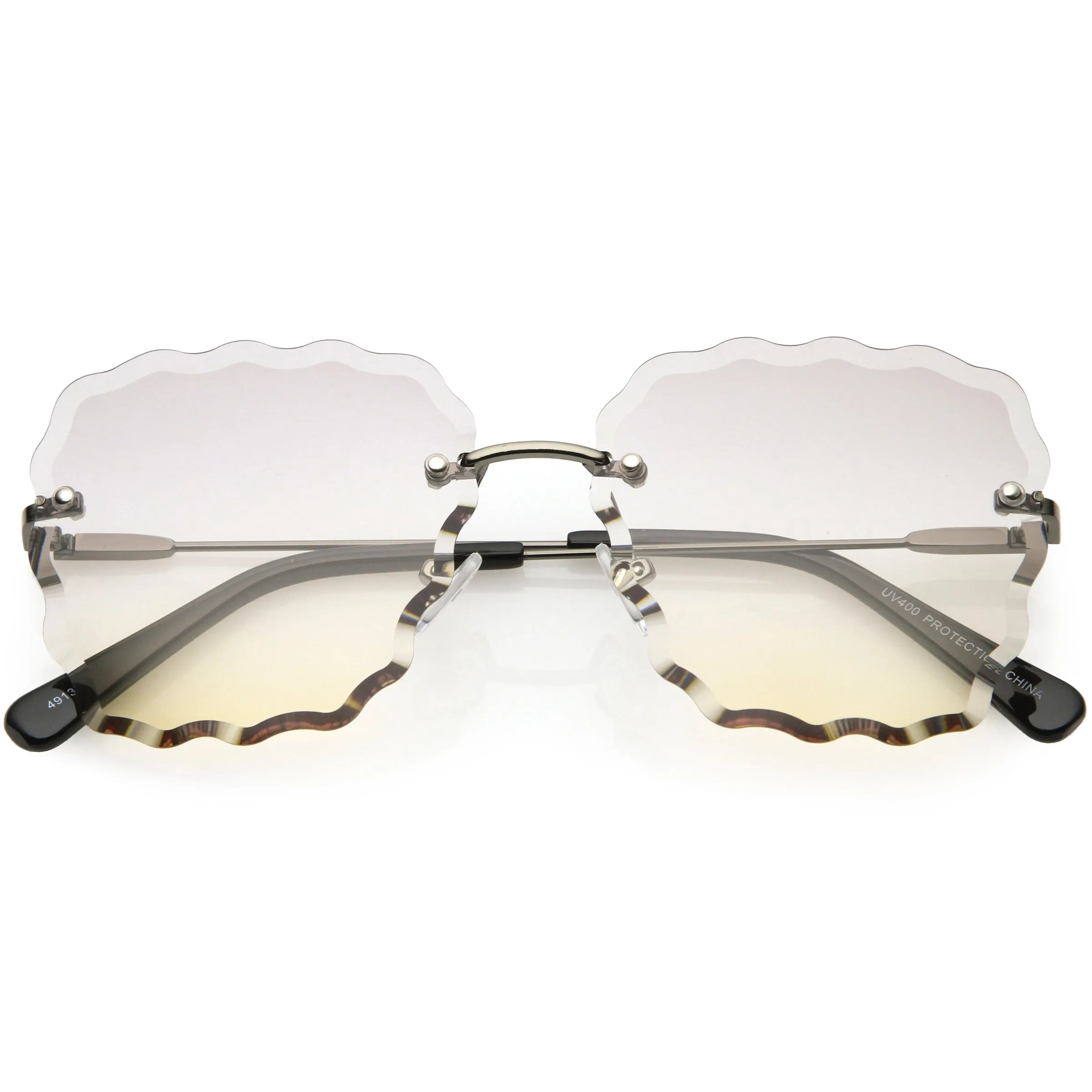 Women's Scalloped Gem Square Gradient Lens Sunglasses C989