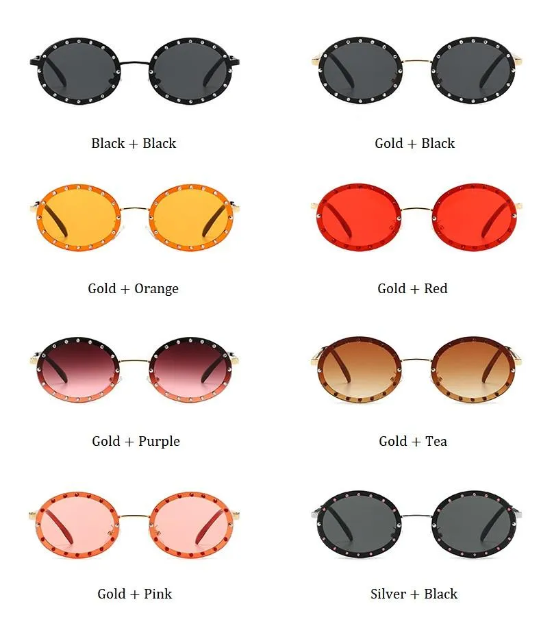 Women's Vintage Designer Diamond Crystal Round Over Sunglasses