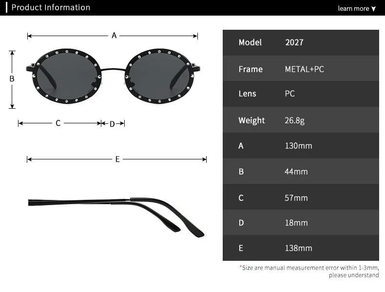 Women's Vintage Designer Diamond Crystal Round Over Sunglasses