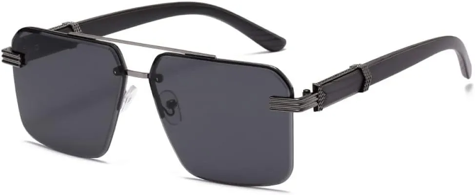 Wood Grain Mirror Leg Metal Sunglasses Irregular Fashion Sunglasses In For Punk Speci