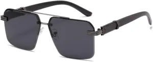 Wood Grain Mirror Leg Metal Sunglasses Irregular Fashion Sunglasses In For Punk Speci