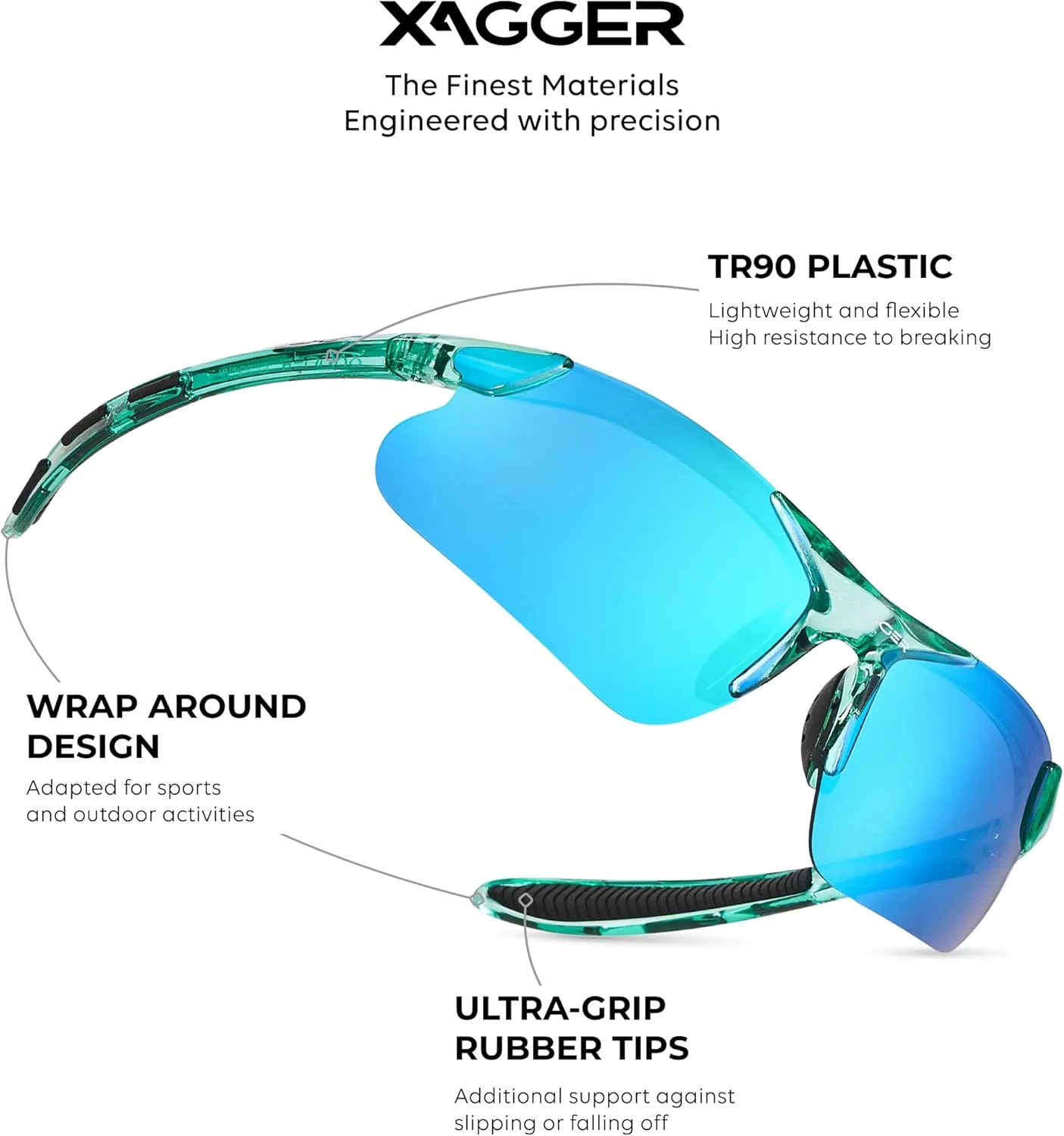 Xagger Kids Youth Polarized Sports Sunglasses for Boys Girls Baseball Softball Glasses TR90 Frame
