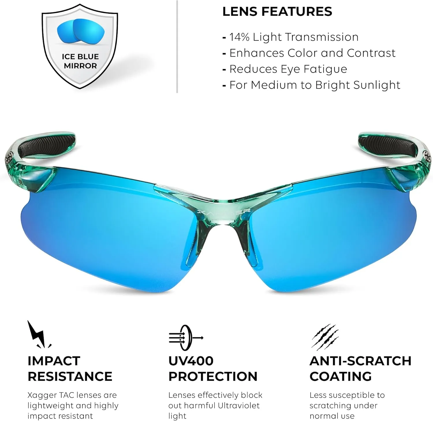 Xagger Kids Youth Polarized Sports Sunglasses for Boys Girls Baseball Softball Glasses TR90 Frame