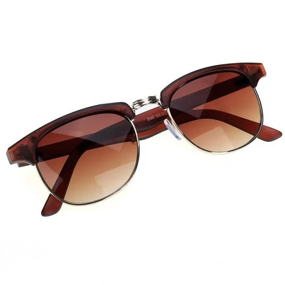 xakxx Vintage Style Unisex Metal Frame Plastic Temple Round Sunglasses