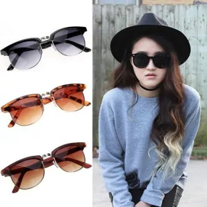 xakxx Vintage Style Unisex Metal Frame Plastic Temple Round Sunglasses