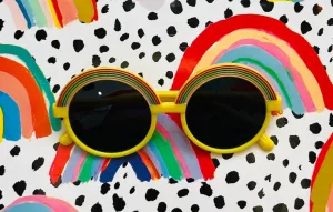 Yellow Round Rainbow Retro Kids Sunglasses