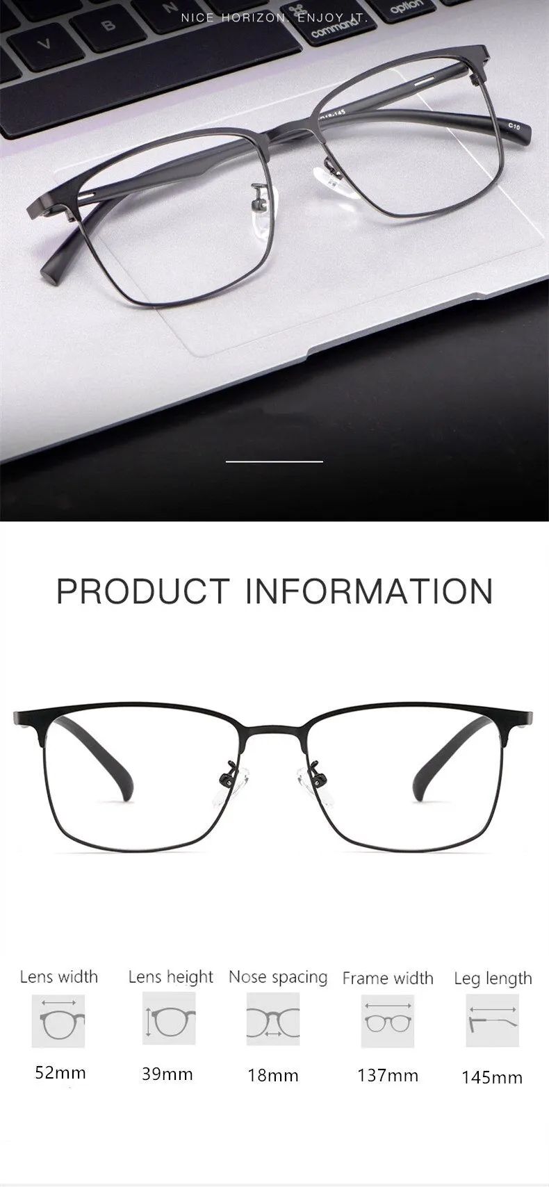 Yimaruili Men's Full Rim Alloy Frame Eyeglasses 89027