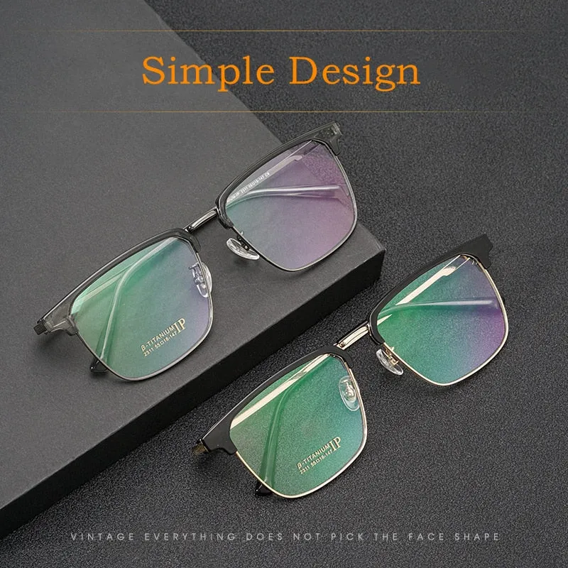 Yimaruili Men's Full Rim IP Plated β Titanium Square Frame Eyeglasses 2311YJ