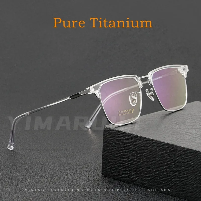Yimaruili Men's Full Rim IP Plated β Titanium Square Frame Eyeglasses 2311YJ