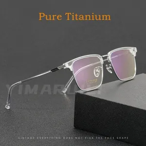 Yimaruili Men's Full Rim IP Plated β Titanium Square Frame Eyeglasses 2311YJ