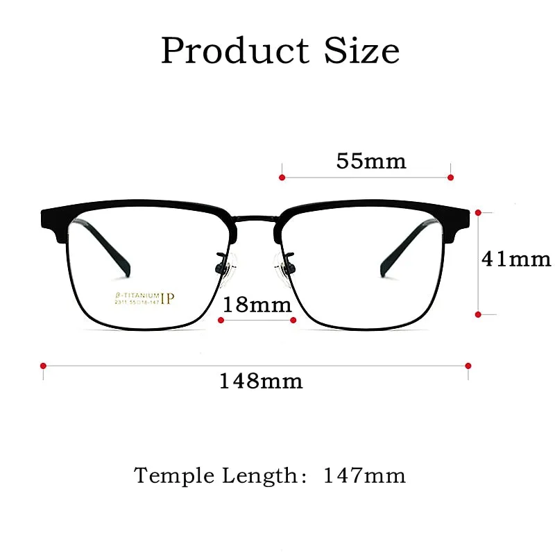 Yimaruili Men's Full Rim IP Plated β Titanium Square Frame Eyeglasses 2311YJ