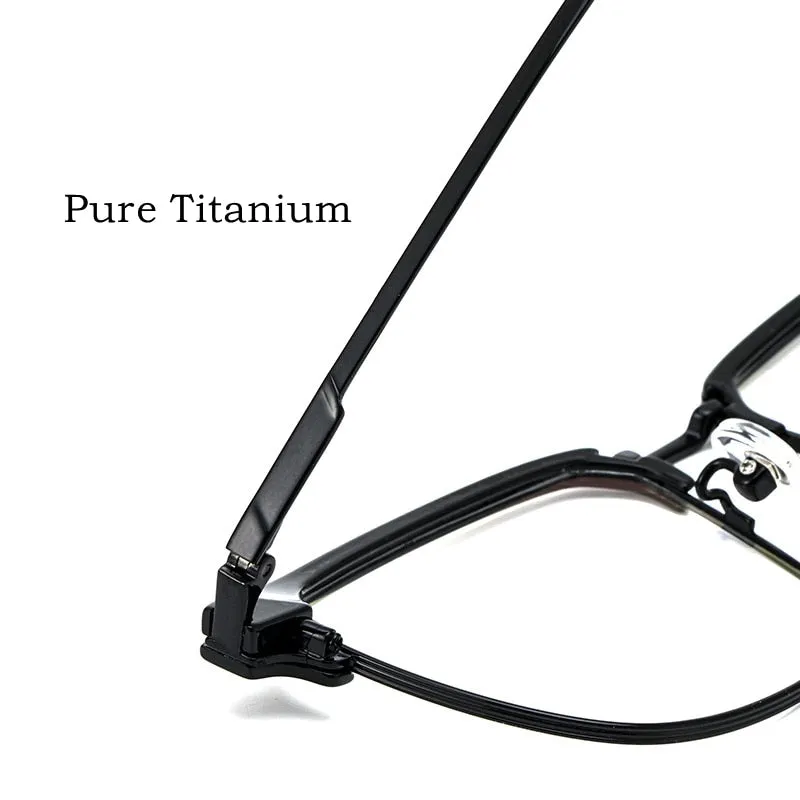 Yimaruili Men's Full Rim IP Plated β Titanium Square Frame Eyeglasses 2311YJ