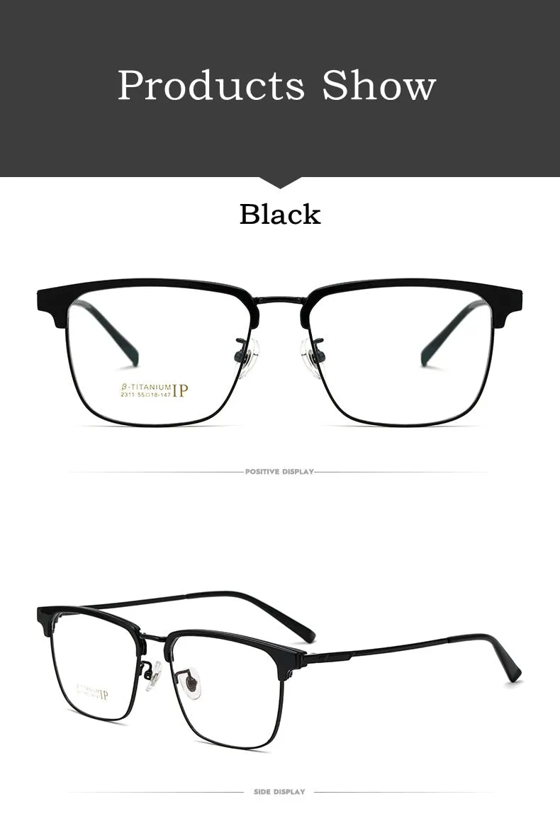 Yimaruili Men's Full Rim IP Plated β Titanium Square Frame Eyeglasses 2311YJ