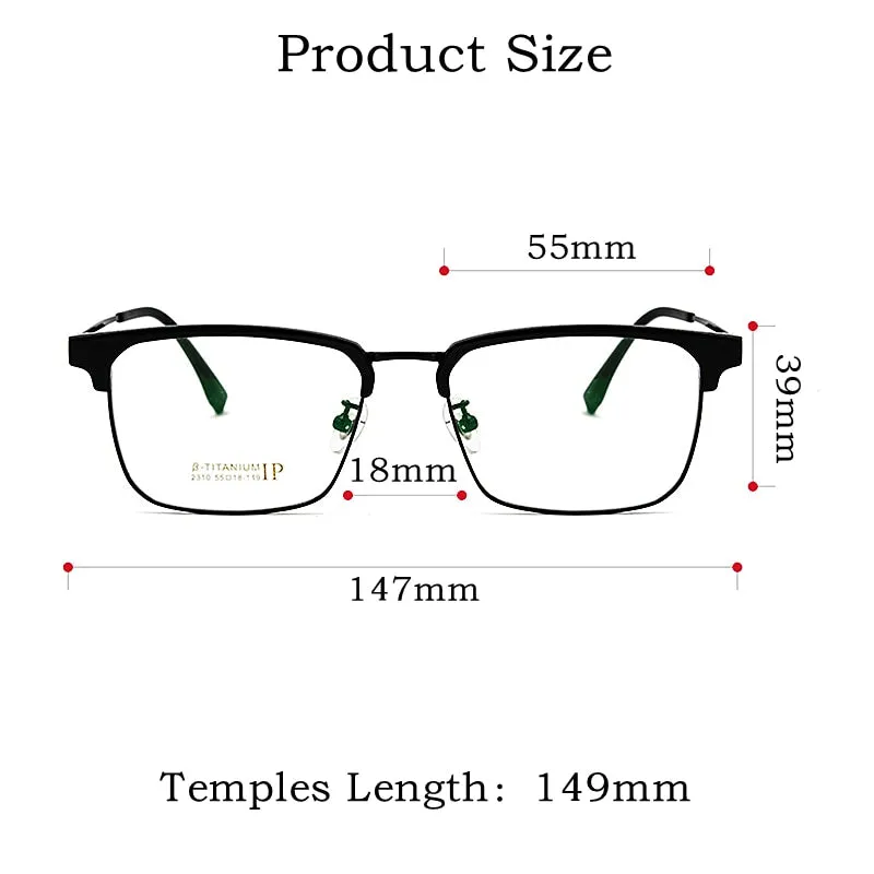 Yimaruili Men's Full Rim Square Acetate Titanium Eyeglasses 2310yj