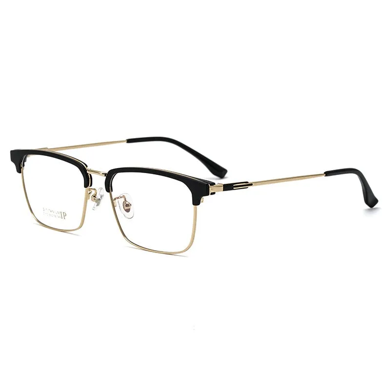 Yimaruili Men's Full Rim Square Acetate Titanium Eyeglasses 2310yj