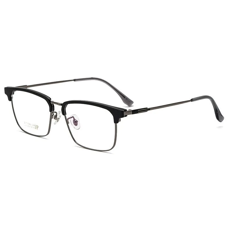 Yimaruili Men's Full Rim Square Acetate Titanium Eyeglasses 2310yj