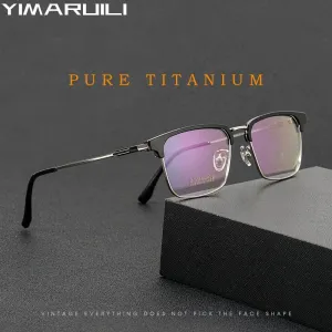 Yimaruili Men's Full Rim Square Acetate Titanium Eyeglasses 2310yj
