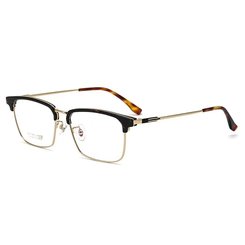 Yimaruili Men's Full Rim Square Acetate Titanium Eyeglasses 2310yj