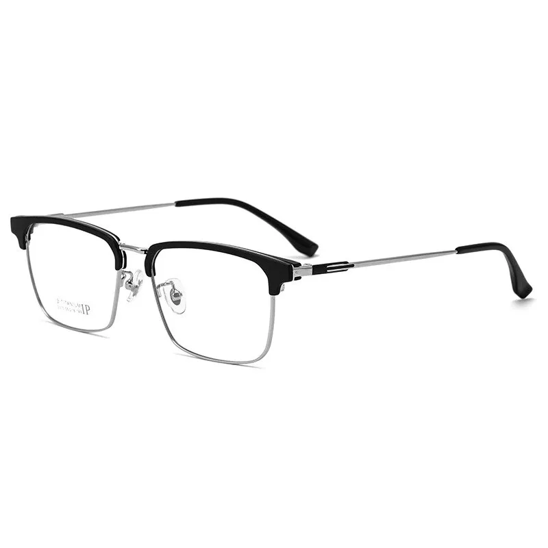 Yimaruili Men's Full Rim Square Acetate Titanium Eyeglasses 2310yj