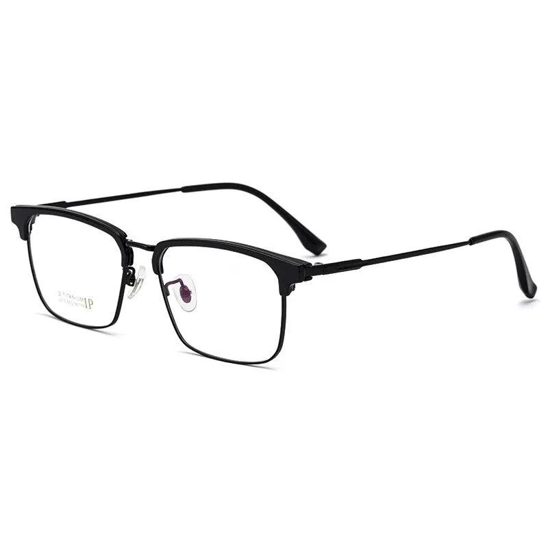 Yimaruili Men's Full Rim Square Acetate Titanium Eyeglasses 2310yj