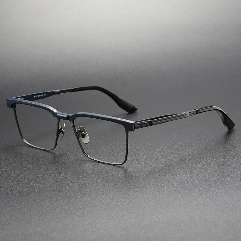 Yimaruili Men's Full Rim Square Acetate Titanium Eyeglasses Dtx137