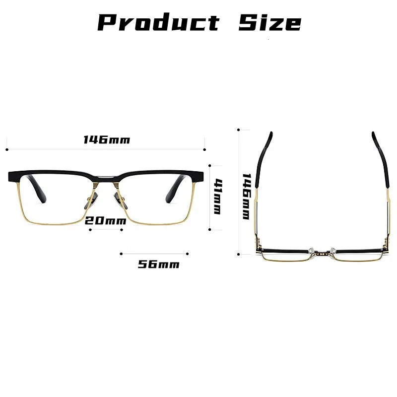 Yimaruili Men's Full Rim Square Acetate Titanium Eyeglasses Dtx137