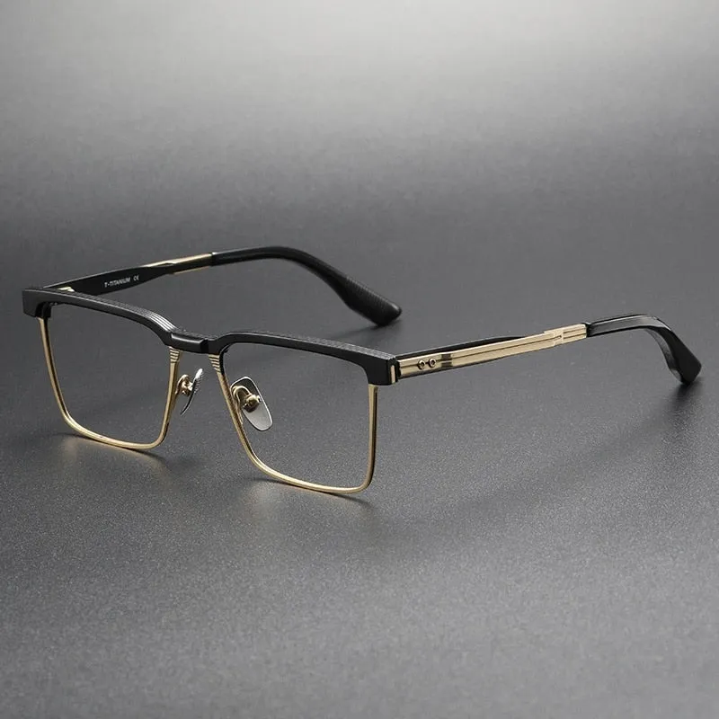 Yimaruili Men's Full Rim Square Acetate Titanium Eyeglasses Dtx137