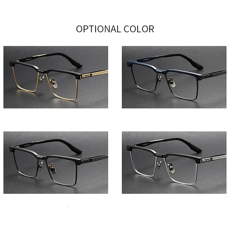 Yimaruili Men's Full Rim Square Acetate Titanium Eyeglasses Dtx137
