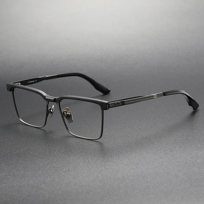 Yimaruili Men's Full Rim Square Acetate Titanium Eyeglasses Dtx137